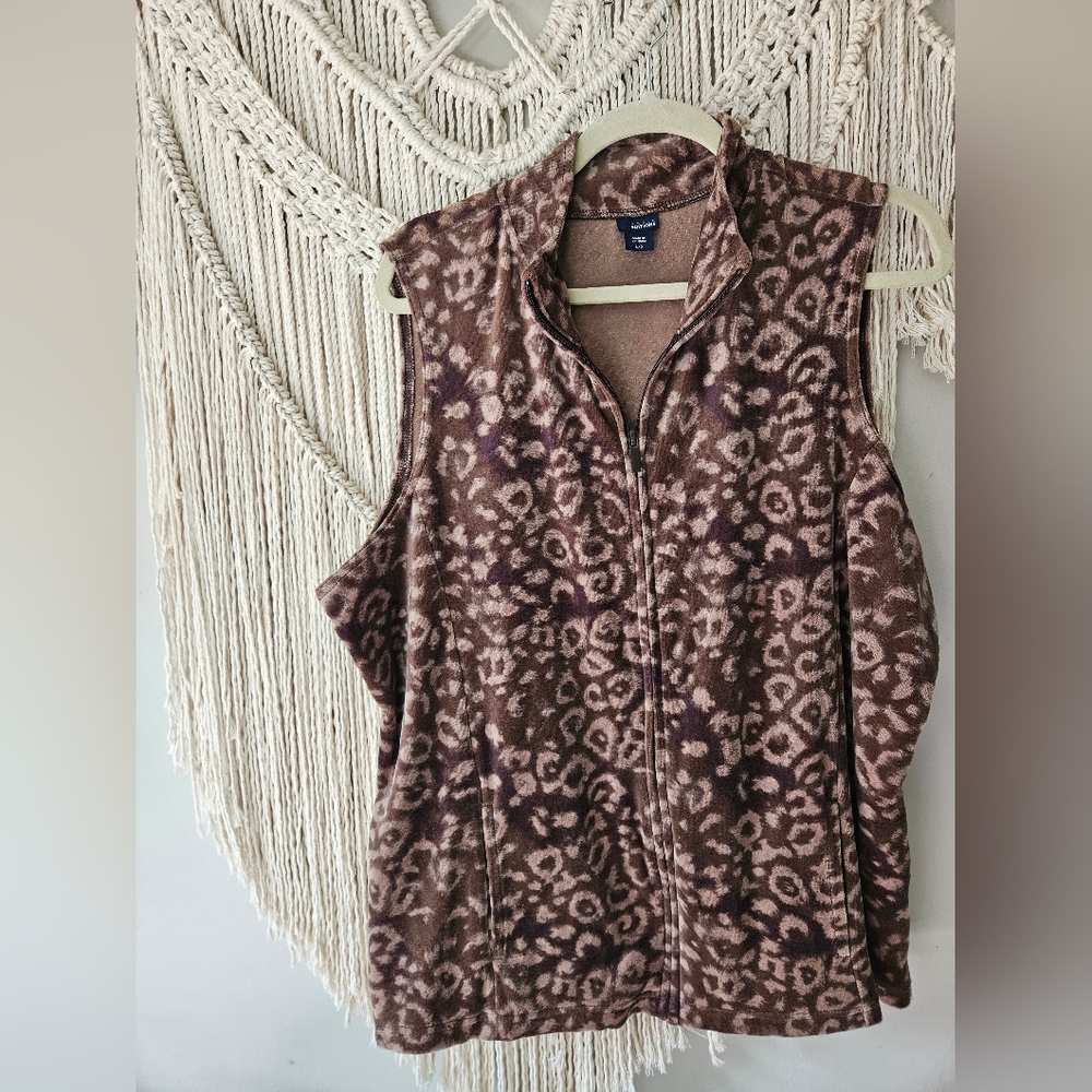 Brown Leopard Print Fleece Vest